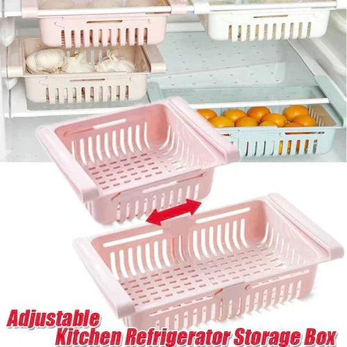 Set of 4 Adjustable Refrigerator plastic Storage Basket