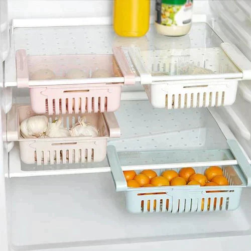 Set of 4 Adjustable Refrigerator plastic Storage Basket