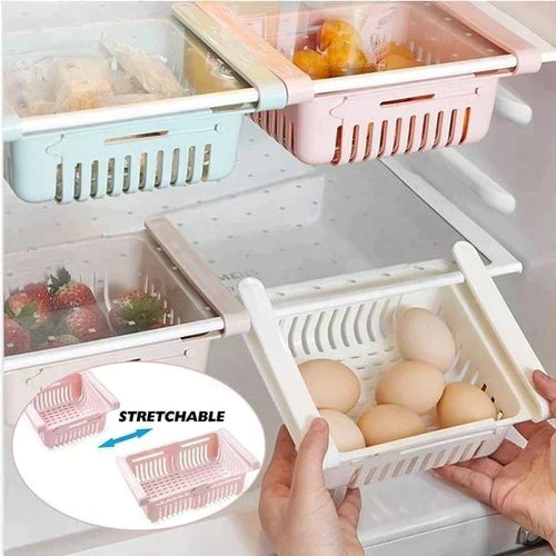 Set of 4 Adjustable Refrigerator plastic Storage Basket