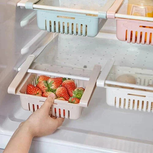 Set of 4 Adjustable Refrigerator plastic Storage Basket