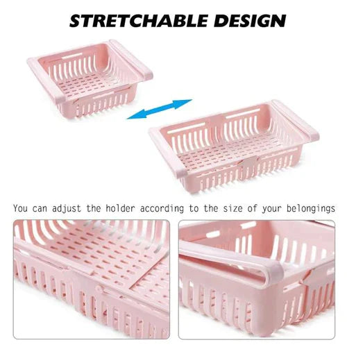 Set of 4 Adjustable Refrigerator plastic Storage Basket