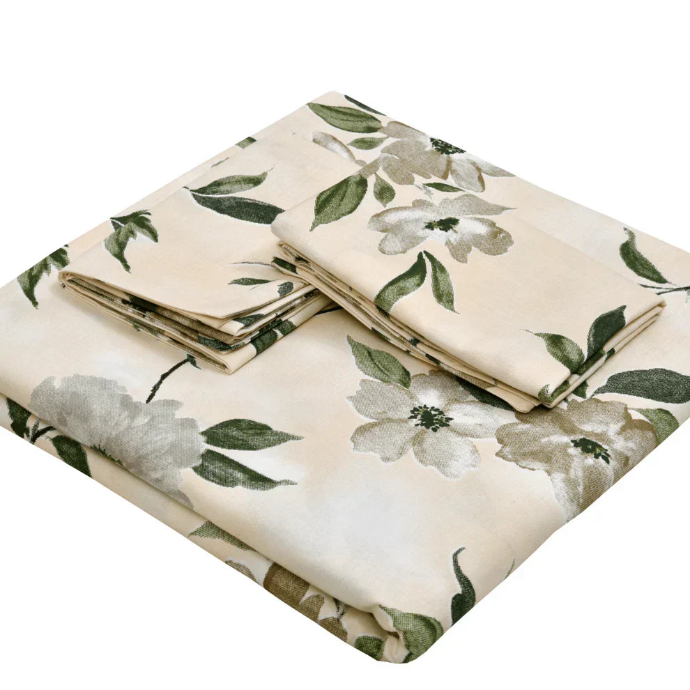 Greek Garden Romance, 100% Cotton King Size Bedsheet, 186 TC Yellow