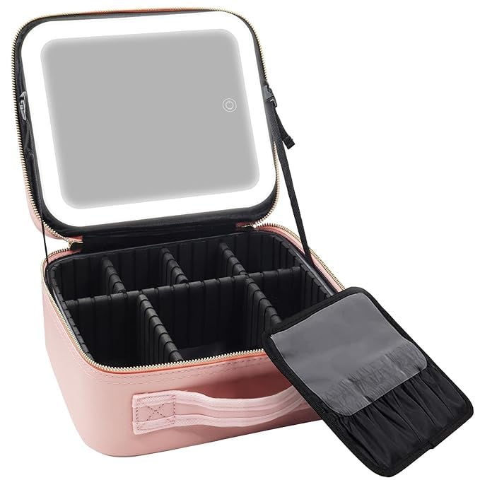 Portable LED Makeup Organizer with Mirror