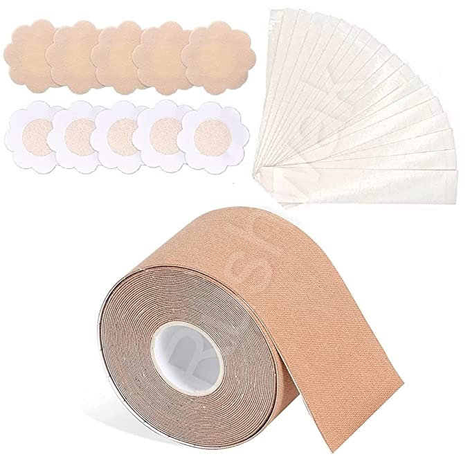 Tape with 10 Nipple Pasties & 36 Fashion Tape Multipurpose Body Tape for Women Push