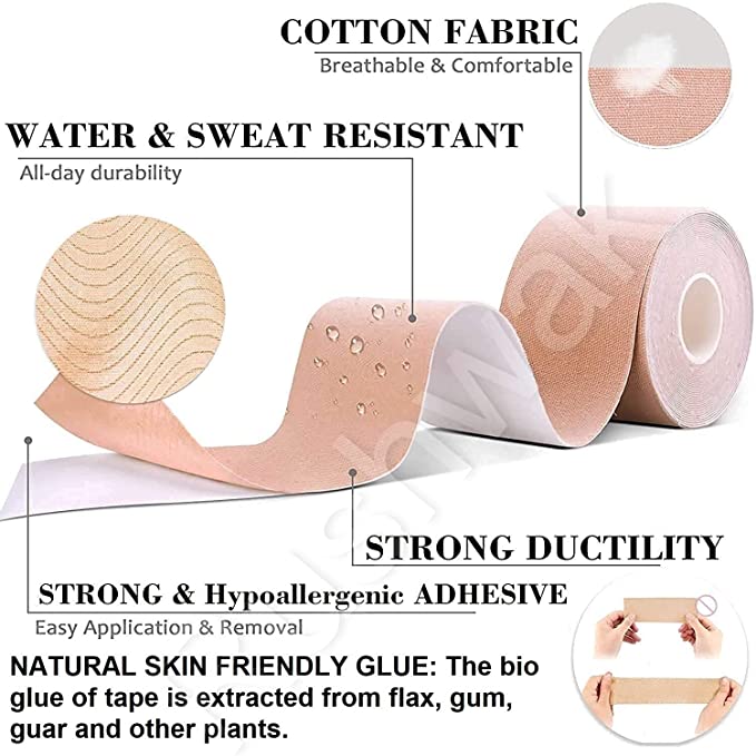Tape with 10 Nipple Pasties & 36 Fashion Tape Multipurpose Body Tape for Women Push