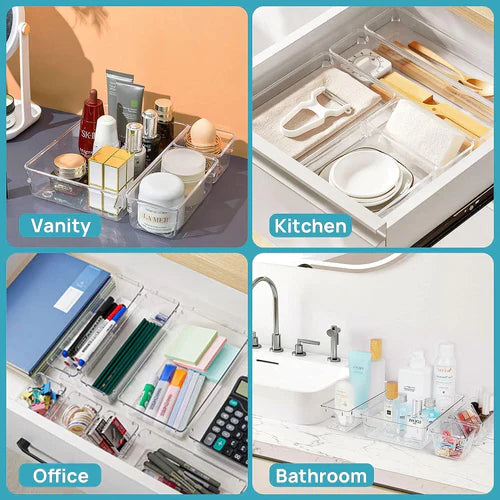 Premium Clear Plastic Drawer Organizer Set - Multi-Size