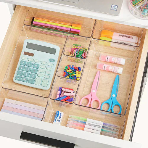 Premium Clear Plastic Drawer Organizer Set - Multi-Size