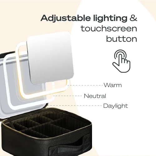 Portable LED Makeup Organizer with Mirror