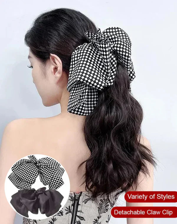 Natural Wavy Claw Clip Ponytail Hair Extensions with Bowknot