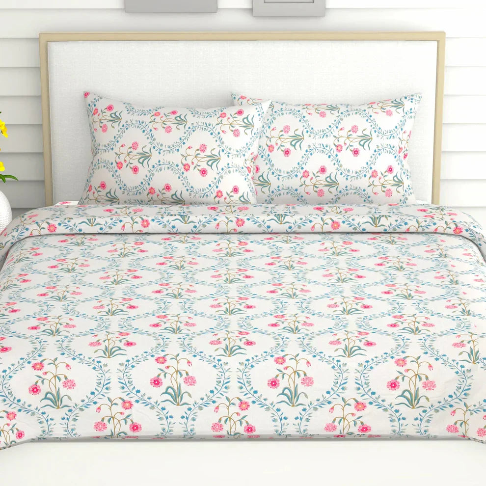 The Pink blossom 100% Cotton Double Size Bedsheet, 186 TC