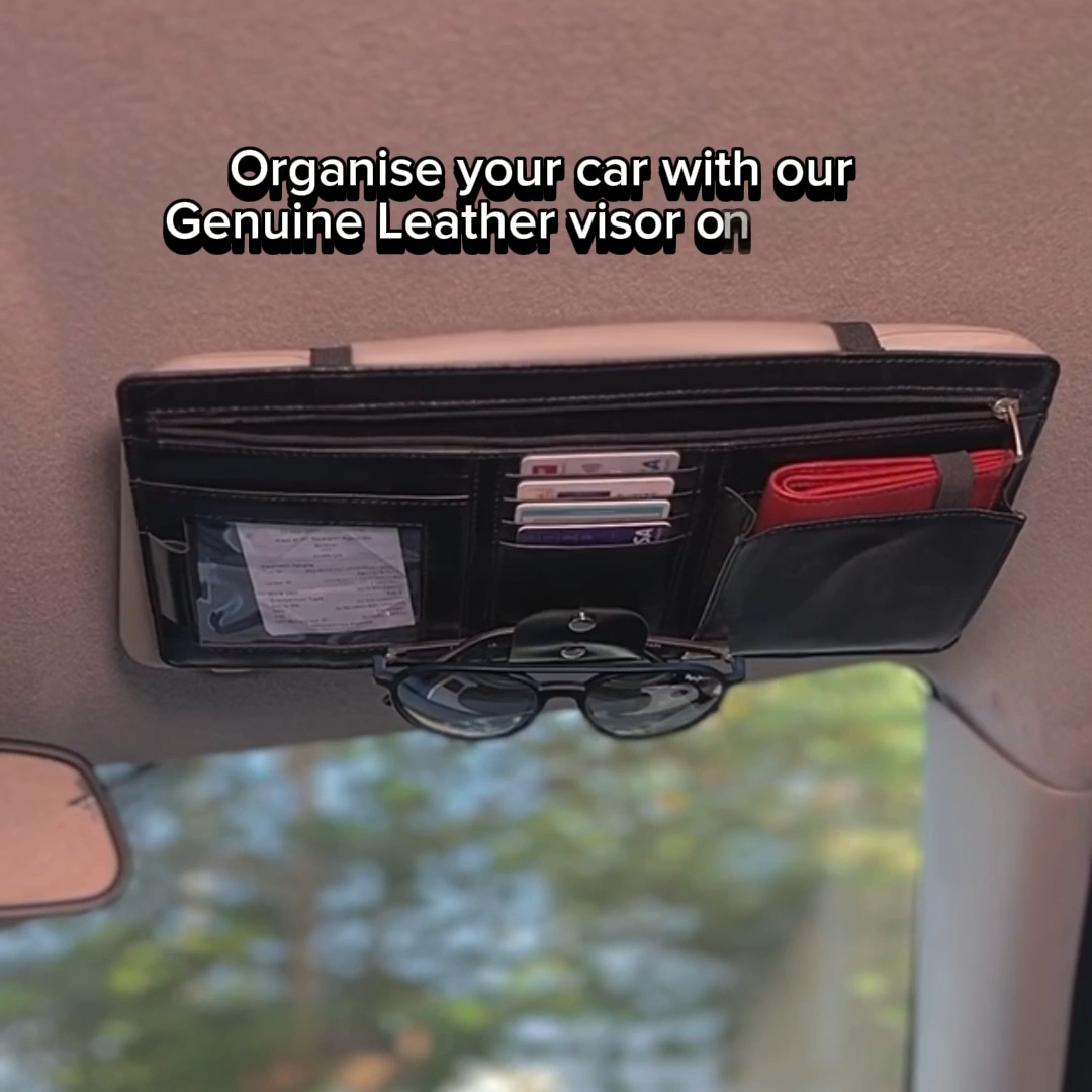 Premium Genuine Leather Car Visor Organizer