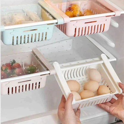 Set of 4 Adjustable Refrigerator plastic Storage Basket