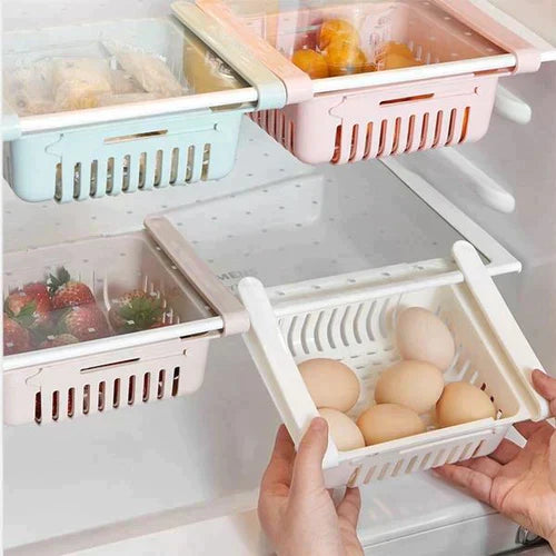 Set of 4 Adjustable Refrigerator plastic Storage Basket