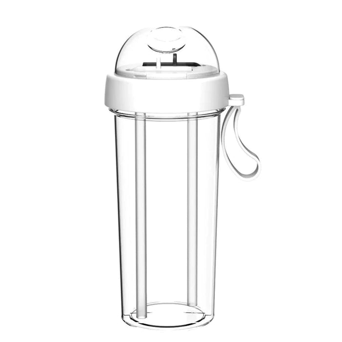 Bottle-Portable Dual Straw Separate Drink Water Beverage Bottle