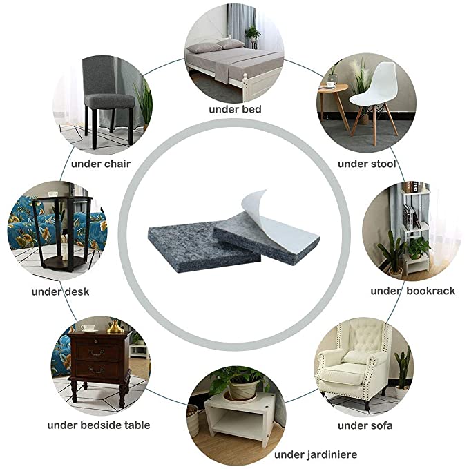 Self Adhesive Square Furniture Felt Pads