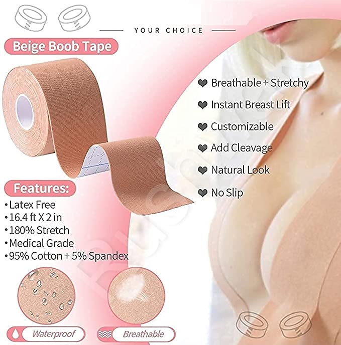 Tape with 10 Nipple Pasties & 36 Fashion Tape Multipurpose Body Tape for Women Push