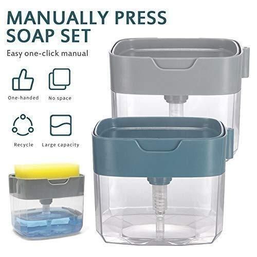 Soap Dispenser - 2 in 1 Soap Dispenser With Free Sponge ( 1000 ml, Multicolor )