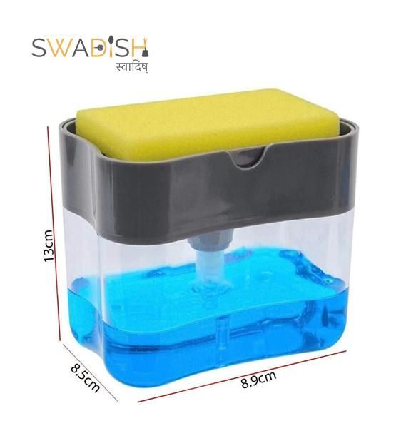 Soap Dispenser - 2 in 1 Soap Dispenser With Free Sponge ( 1000 ml, Multicolor )