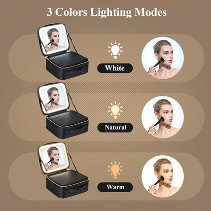 Portable LED Makeup Organizer with Mirror