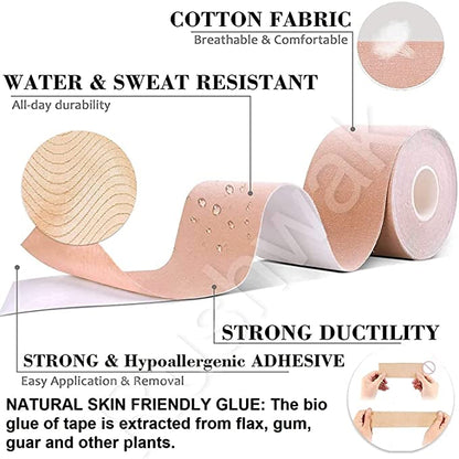 Tape with 10 Nipple Pasties & 36 Fashion Tape Multipurpose Body Tape for Women Push