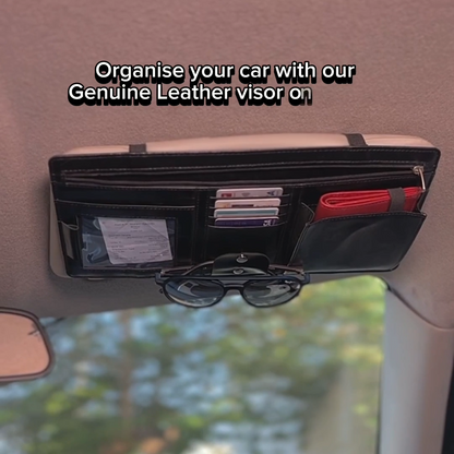 Premium Genuine Leather Car Visor Organizer